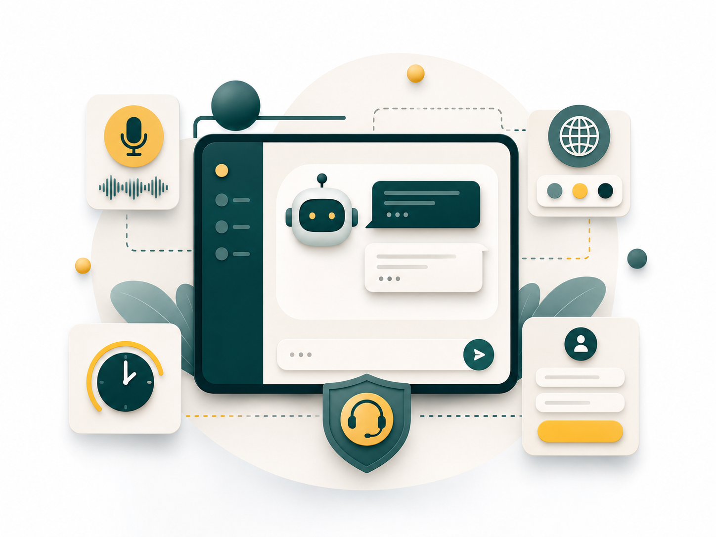 Custom AI chatbot answering a customer question on a UAE business website in English and Arabic