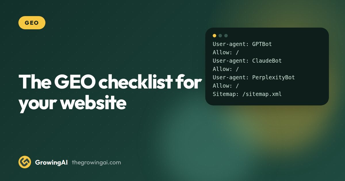 The GEO checklist for your website: 30 checks before you chase AI citations